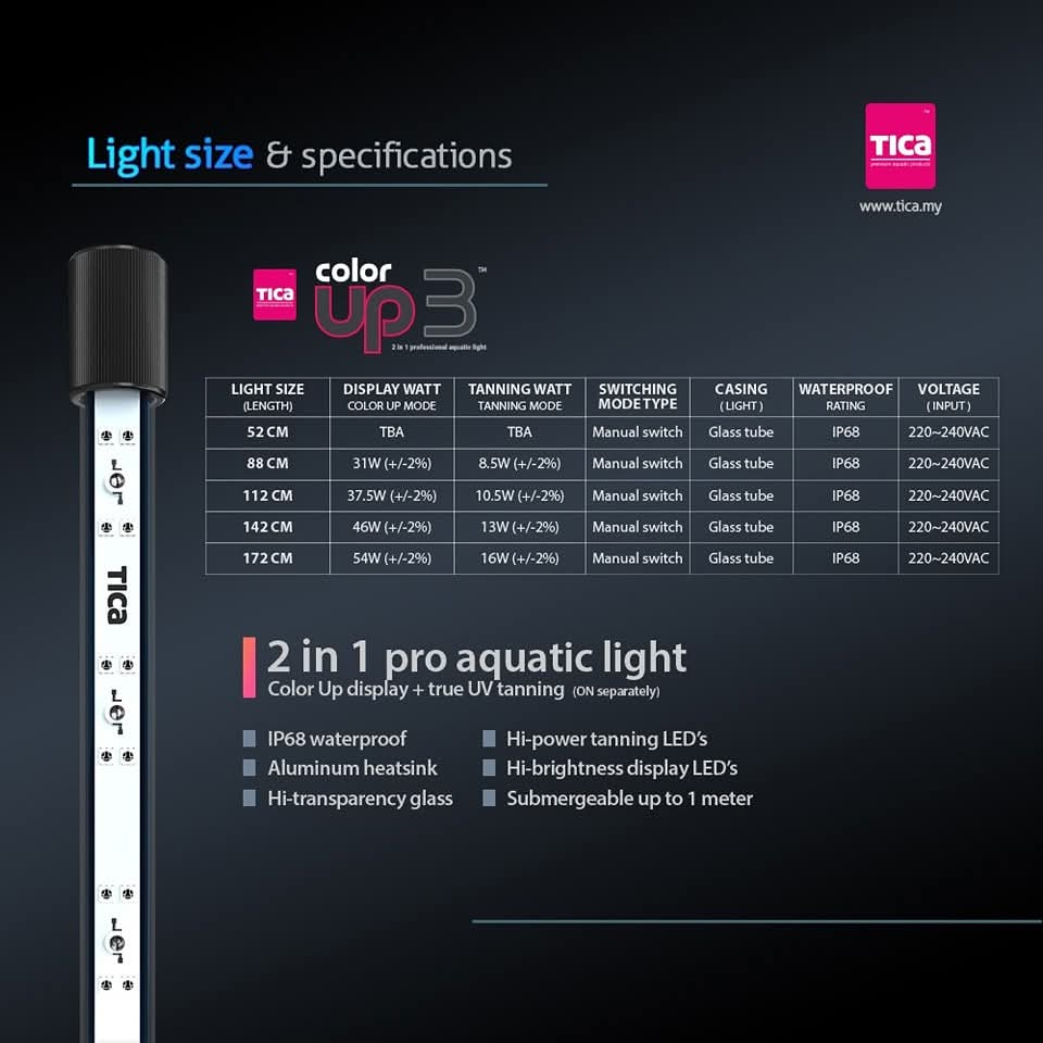 Tica Color Up 3  (2-IN-1 Pro Aquatic Viewing & Tanning Light)